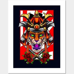 Samurai Fox | Orange Kabuto Posters and Art